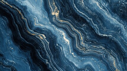 Abstract blue marble background with flowing patterns of white veins and rich blue hues,
