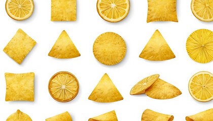 Potatoes, illustration,potato chips background isolated on white,chips, crisp, food, gold, horizontal, no people, color image, fat, junk, pile, three dimensional, unhealthy, 