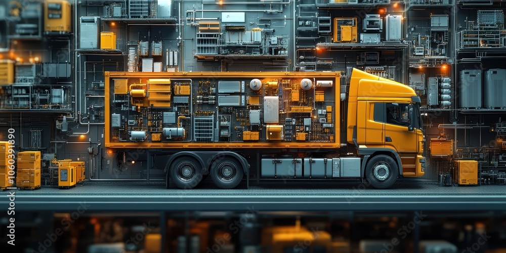 Poster streamlining supply chain operations through highlighted logistics flowchart visualization