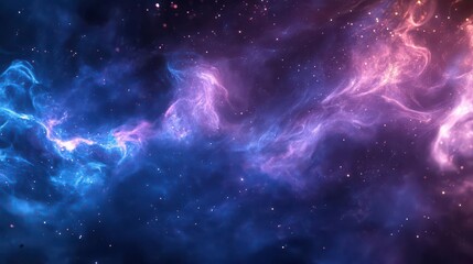 Obraz premium Mystical Smoke A mystical, glowing smoke swirling in deep shades of blue and purple, drifting across a shadowy landscape with sparkling particles suspended in the air