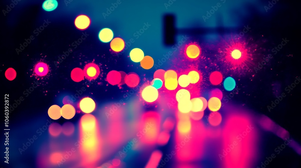 Poster abstract city lights bokeh clean blank canvas with empty space for designs