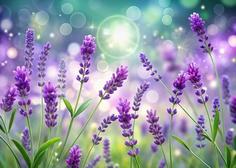 Naklejka premium Abstract Floral Lavender Seamless Pattern with Bokeh Effect - Perfect for Backgrounds, Textiles, and Home Decor