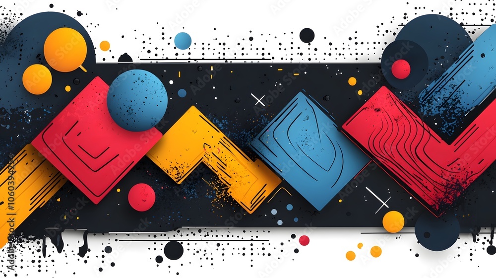 Poster colorful abstract geometric design with shapes and patterns