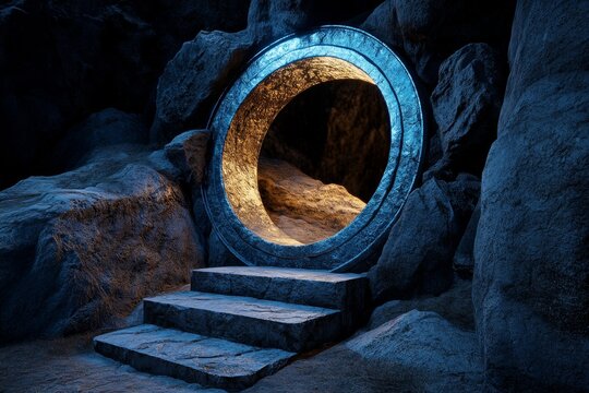 Abandoned building hallway lit by faint moonlight, casting long shadows and giving a mysterious look, symbolizing mystery and exploration