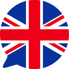 Fototapeta premium A vibrant vector illustration of speech bubble in a cartoon style. The United Kingdom clip art element. English language, the UK culture, history, events, and celebrations. Promotion of British destin