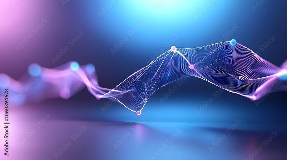 Poster dynamic waveforms illustrate vibrant connections in a digital realm of colorful energy