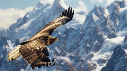 Capturing a majestic eagle soaring above the mountains