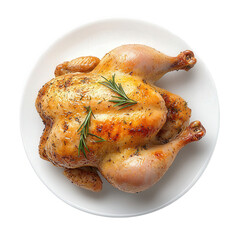 A roasted chicken with rosemary on top of it Transparent background