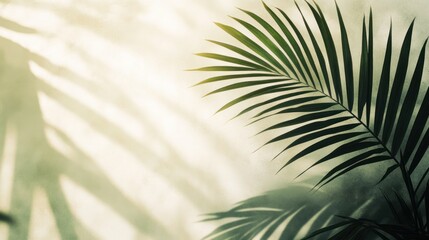 a textured surface featuring a subtle palm leaf shadow overlay, creating an intricate pattern against a soft, blurred background.