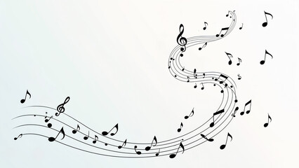 Artistic Flow of Musical Notes on a Soft Background