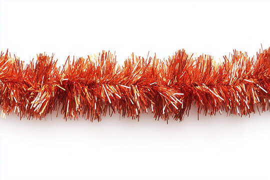 guirlande de no&euml;l orange, rouge sur fond blanc, f&ecirc;te, tradition, cadeaux, hiver, c&eacute;l&eacute;bration