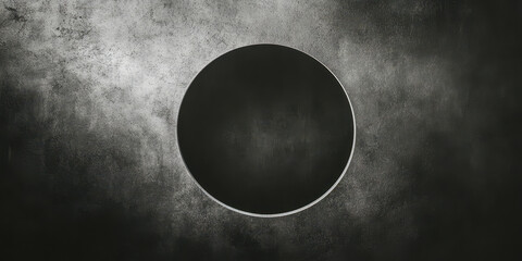 A black and white photo of a large, empty circle