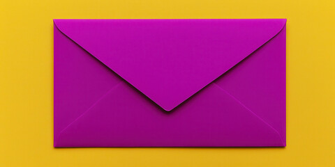 A purple envelope is sitting on a yellow background