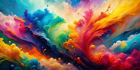 Obraz premium Abstract Watercolor Background with Splashes - Vibrant Colors, Artistic Patterns, Fluid Art, Creative Design, Textured Surface, Colorful Composition, Modern Aesthetic, 