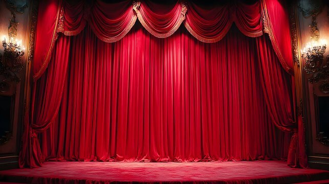 Red Velvet Stage Curtains Illustration