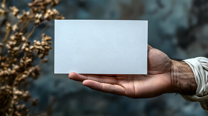 Obraz premium Blank Card Held in Hand, Mockup Photo