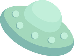 Vector flying saucer element in a cartoon style. Mystery of the cosmos, a UFO, Halloween symbol. The illustration is suitable for web design, online shop, print, and social media posts. The icon is is