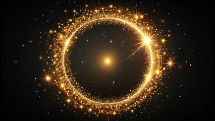 A shimmering golden circle of stardust in a dark, starry sky, radiating warmth and light.