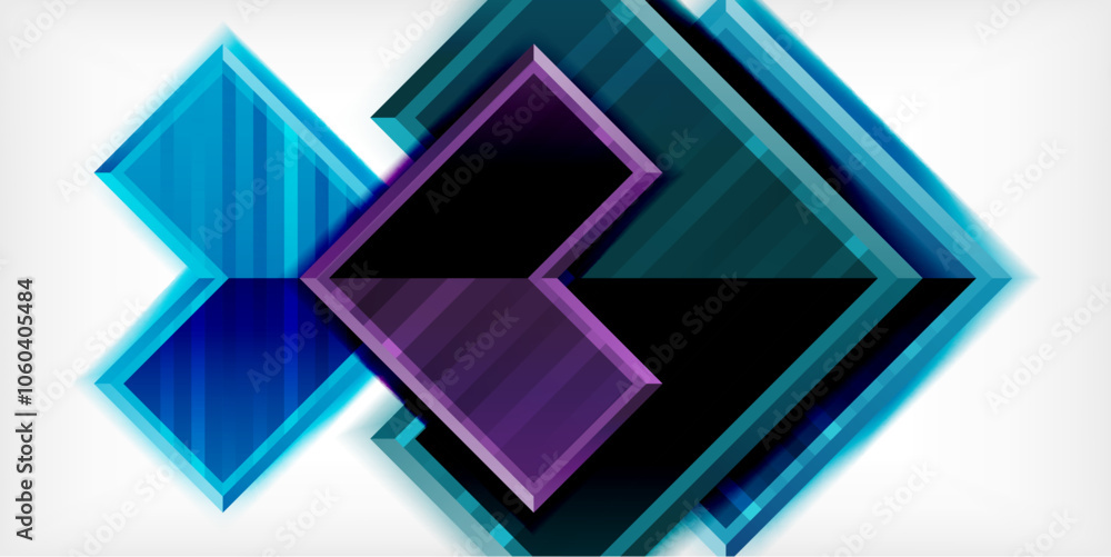 Poster Arrow symbols created with 3d effects and line texture geometric abstract background
