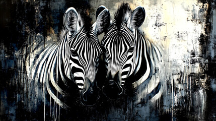 Naklejka premium black and white zebra print in old wall