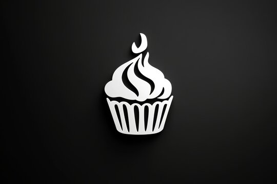 Simple icon of a cupcake with light steam rising, symbolizing the warmth and freshness of baked goods, capturing sweetness and simplicity