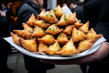 Steaming fried dumplings with a crispy golden base and soft filling, capturing the layered texture...