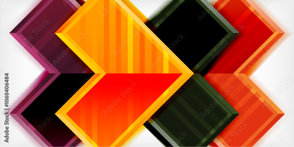 Aufkleber Arrow symbols created with 3d effects and line texture geometric abstract background