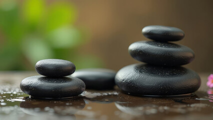 SPA area with hot massage stones.