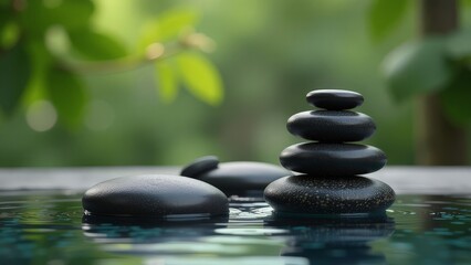 SPA area with hot massage stones.