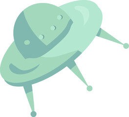 Vector unidentified flying object element in a cartoon style. Mystery of the cosmos, a UFO, Halloween symbol. The illustration is suitable for web design, online shop, print, and social media posts. T