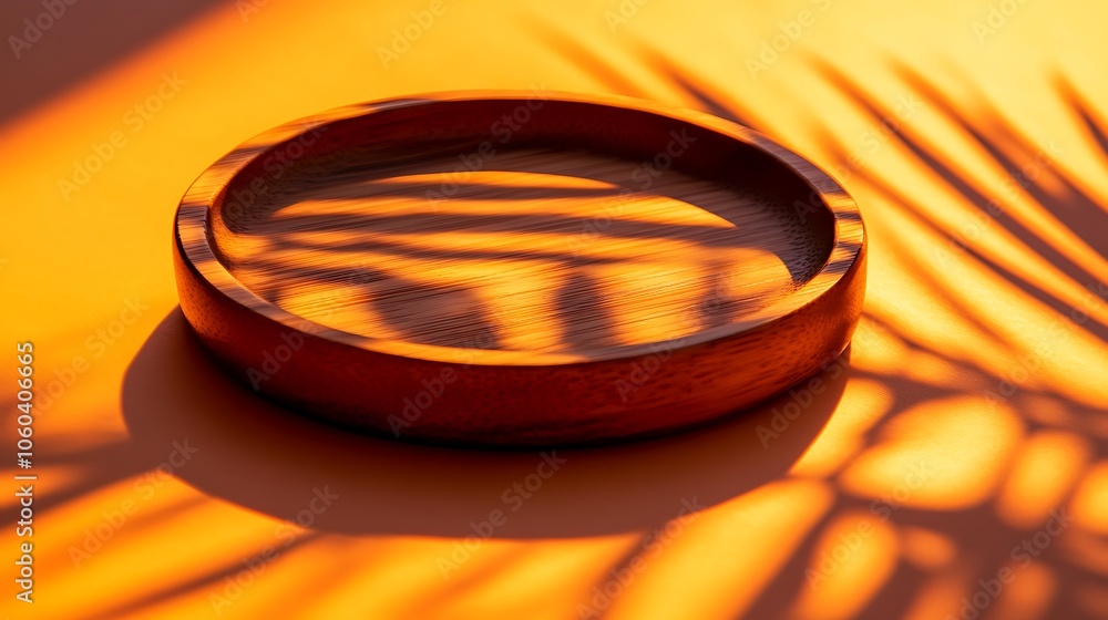Poster wooden tray for product display blank background with copy space for design projects