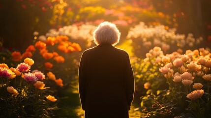 Serene Autumn Solitude in a Vibrant Flower Garden