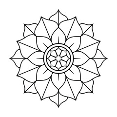 Elegant Mandala with Star Pattern and Layered Petals for Coloring Book