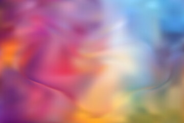 Obraz premium Soft holographic gradient with a smooth blurry effect. The colors transition gently between cool blues, greens, warm yellows, and pinks, creating a serene dreamy abstract vector background.