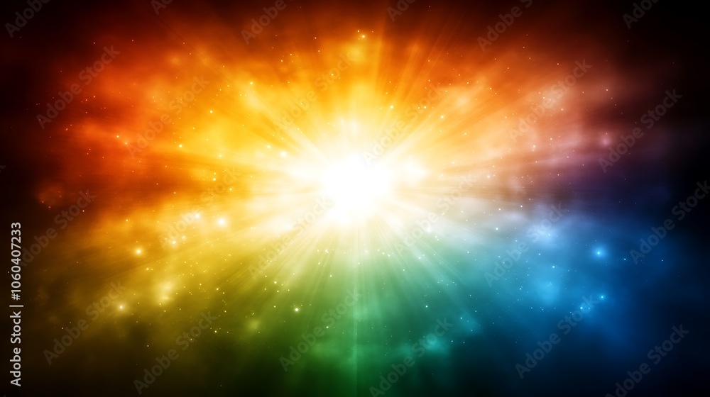 Sticker colorful cosmic burst blank background with copy space for design projects