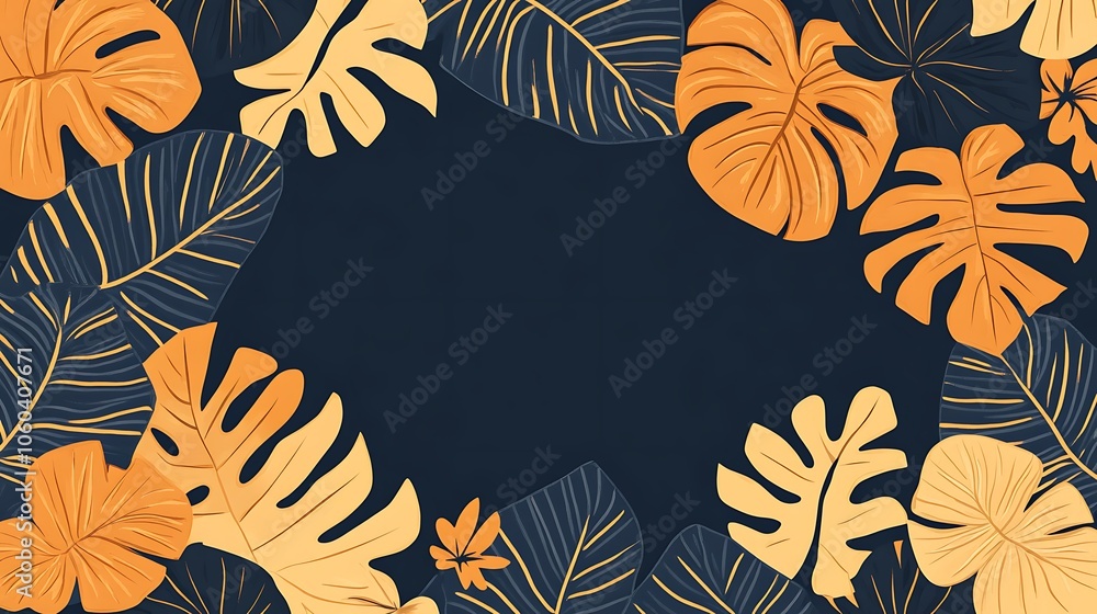 Poster tropical leaf background subtle blur background with space for custom text