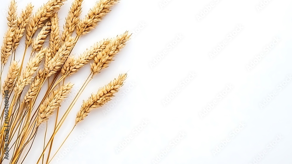 Poster wheat stalks on white background blank background with copy space for design projects