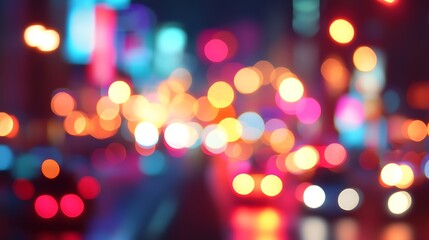 Fototapeta premium Blurred Lights of City at Night Simple Neutral Background with Free Space for Design