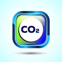 Naklejka premium Carbon dioxide icon design illustration, Reduce co2 gas icon, Glossy Square Button Design