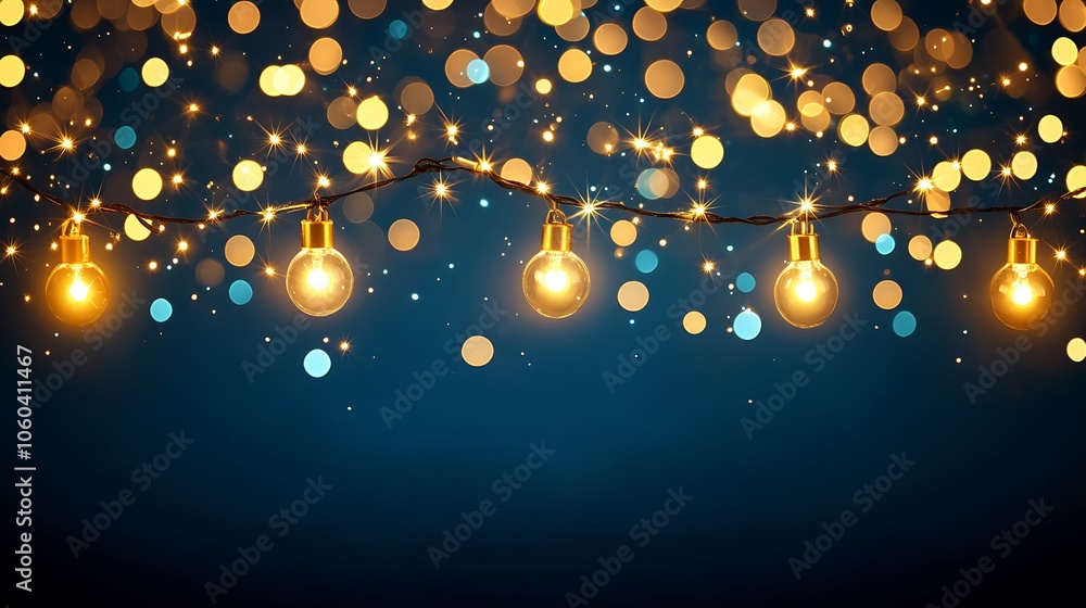 Aufkleber string of lights minimalist white background with space for text