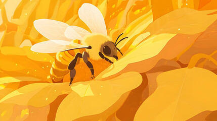 A honeybee collecting pollen on a yellow flower.