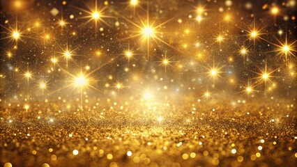 Naklejka premium A shimmering expanse of golden glitter reflecting the glow of celestial stars in a captivating display of light and texture.