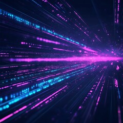 Obraz premium Colorful Light Streaks in Futuristic Digital Tunnel Space Photo