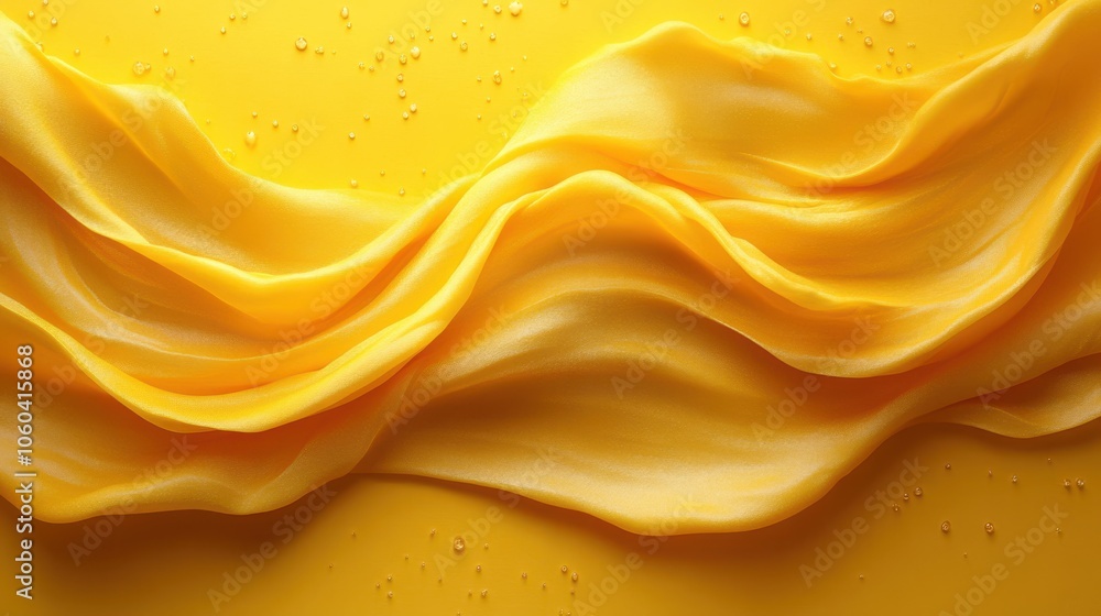 Aufkleber a yellow fabric with a wave pattern is shown on a yellow background. generative ai