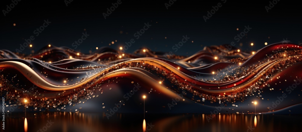 Poster abstract waves with glowing particles create a dynamic, fluid visual experience.