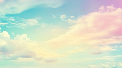 Fototapeta premium Pastel Sky with Clouds Abstract Gradient Background with Copy Space