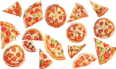 pizza watercolor clipart	