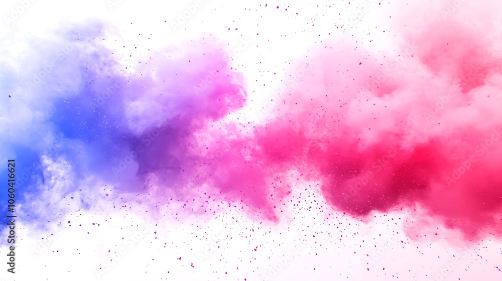 Poster Abstract colorful powder explosion on white background Subtle Blur Background with Space for Custom Text