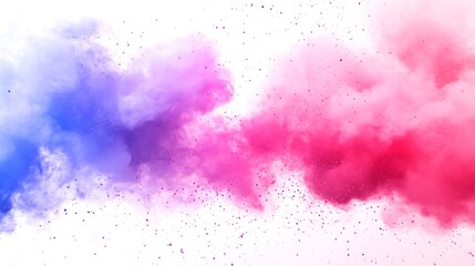 Obraz premium Abstract colorful powder explosion on white background Subtle Blur Background with Space for Custom Text