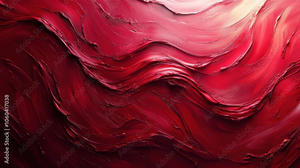 Poster a red painting with a lot of texture and swirls. generative ai